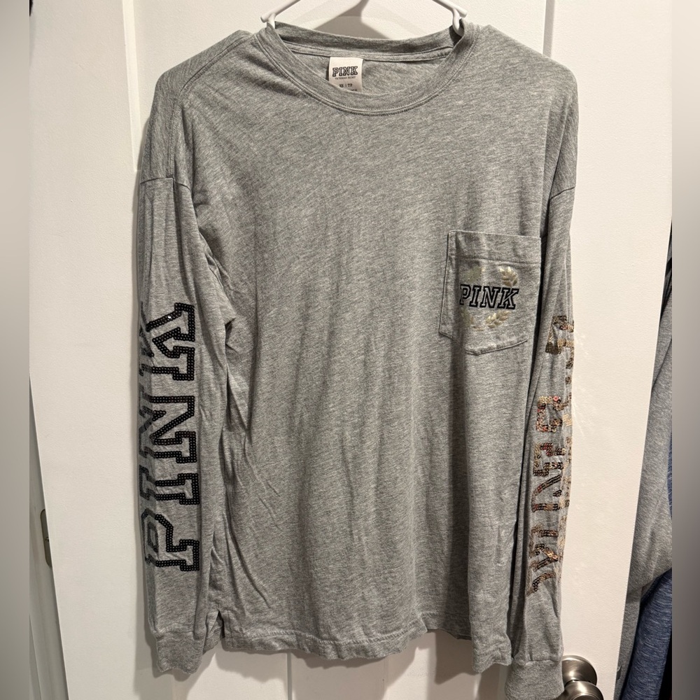 PINK Victoria's Secret Heather Gray Long Sleeve Tee